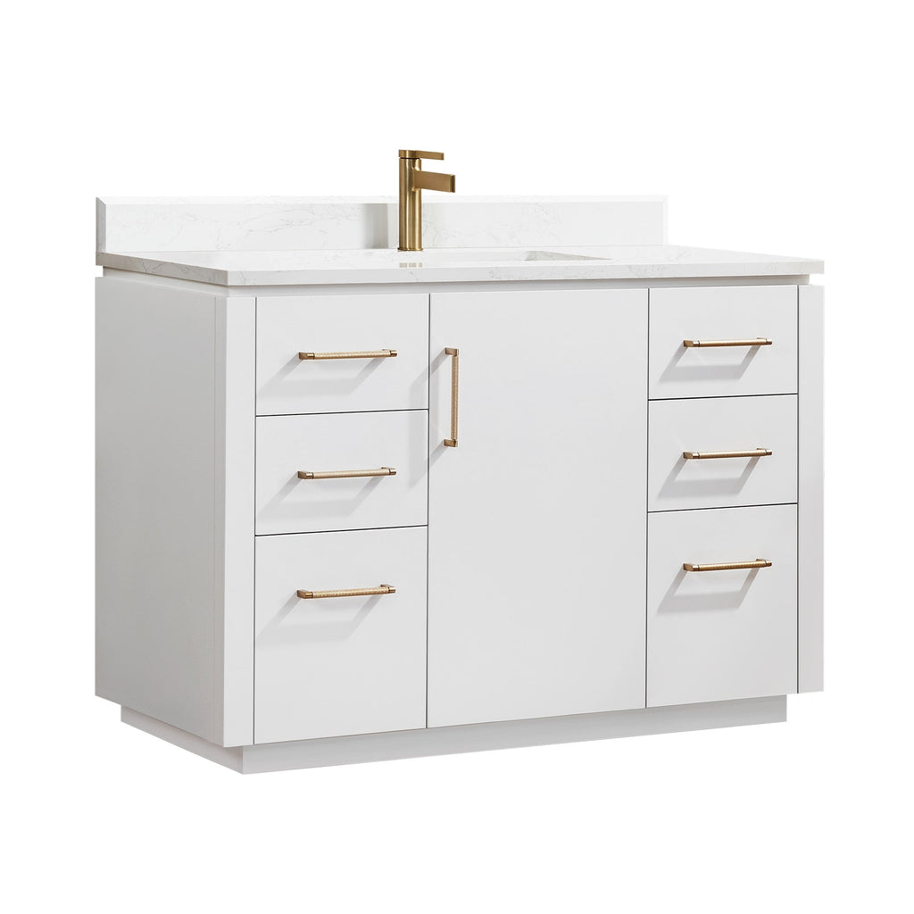 Meuble-lavabo simple San avec dessus en pierre composite sans miroir
