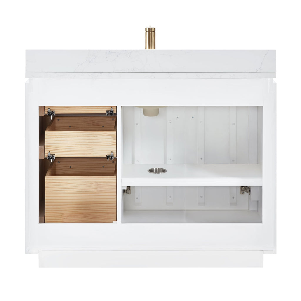 Meuble-lavabo simple San avec dessus en pierre composite sans miroir