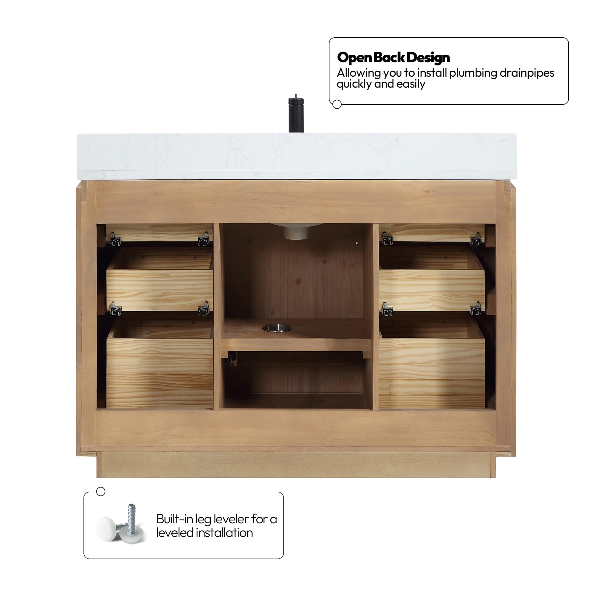 Meuble-lavabo simple San avec dessus en pierre composite sans miroir