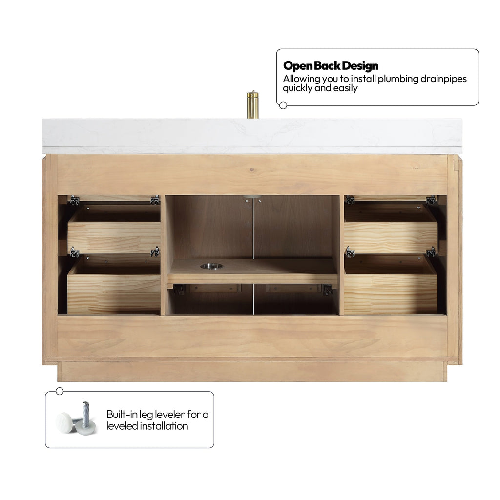 Meuble-lavabo simple San avec dessus en pierre composite sans miroir
