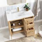 Meuble-lavabo simple San avec dessus en pierre composite sans miroir