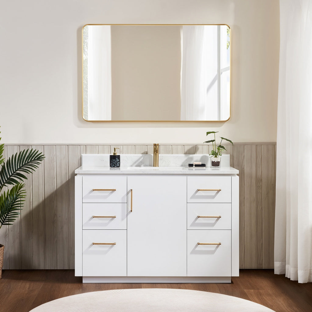 Meuble-lavabo simple San avec dessus en pierre composite sans miroir