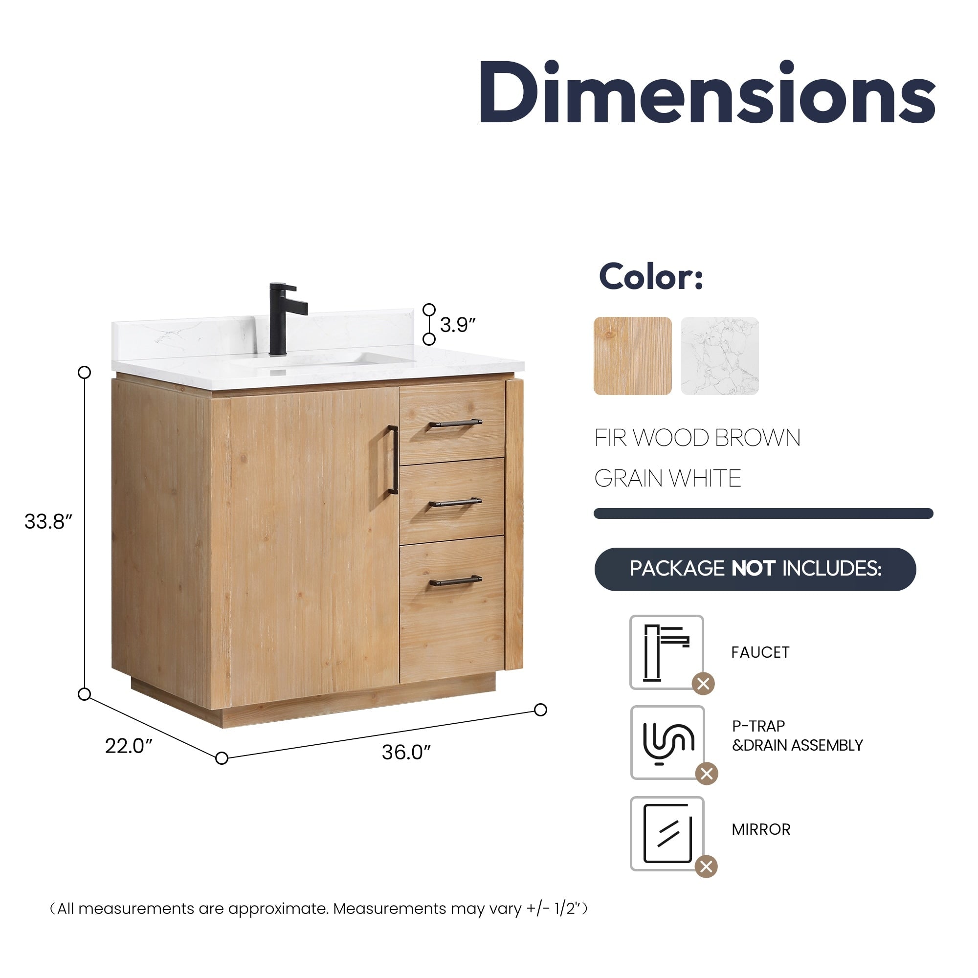 Meuble-lavabo simple San avec dessus en pierre composite sans miroir
