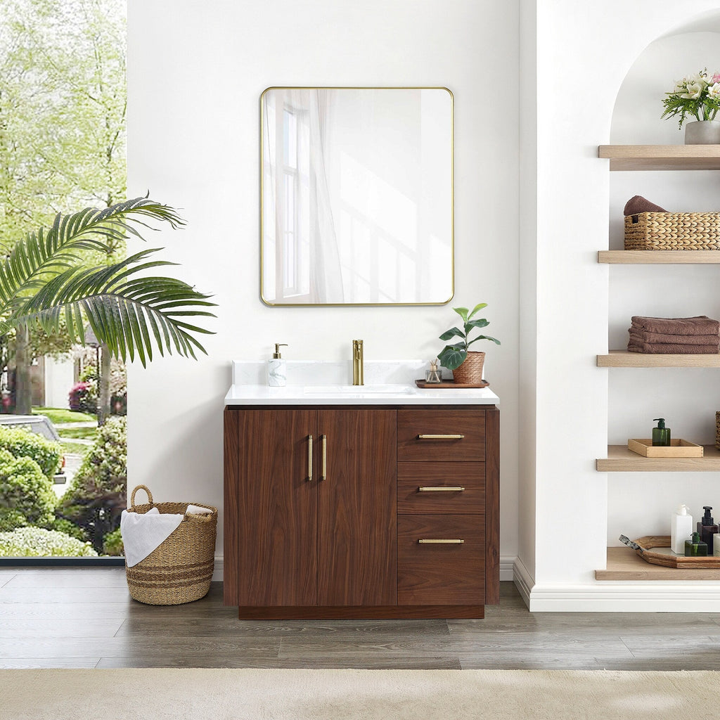 Meuble-lavabo simple San avec dessus en pierre composite sans miroir