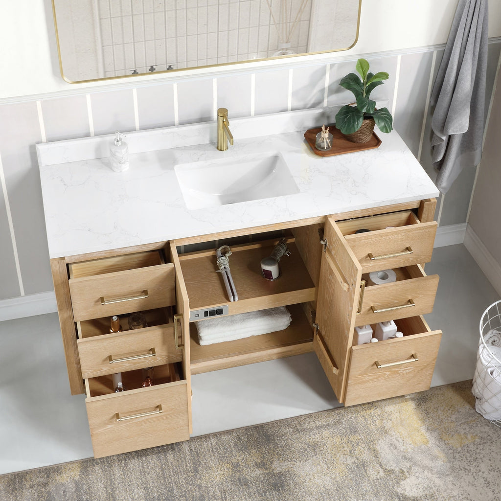 Meuble-lavabo simple San avec dessus en pierre composite sans miroir