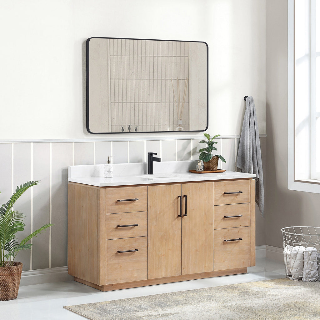 Meuble-lavabo simple San avec dessus en pierre composite sans miroir