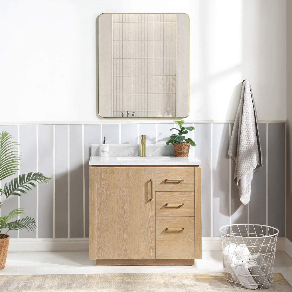 Meuble-lavabo simple San avec dessus en pierre composite sans miroir