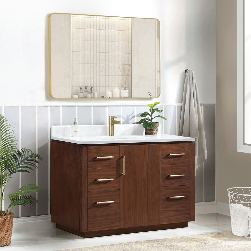 Meuble-lavabo simple San avec dessus en pierre composite sans miroir