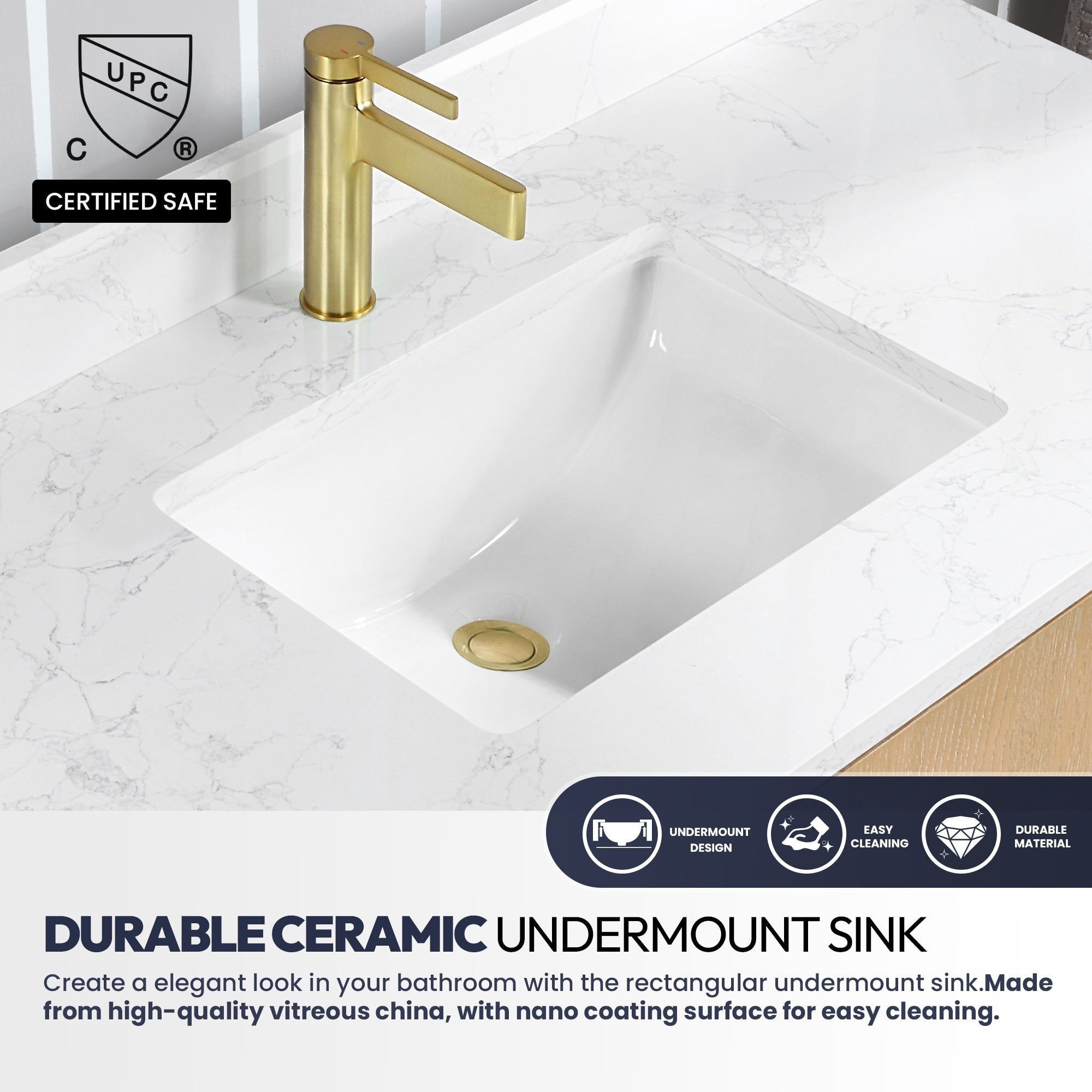 Meuble-lavabo simple San avec dessus en pierre composite sans miroir