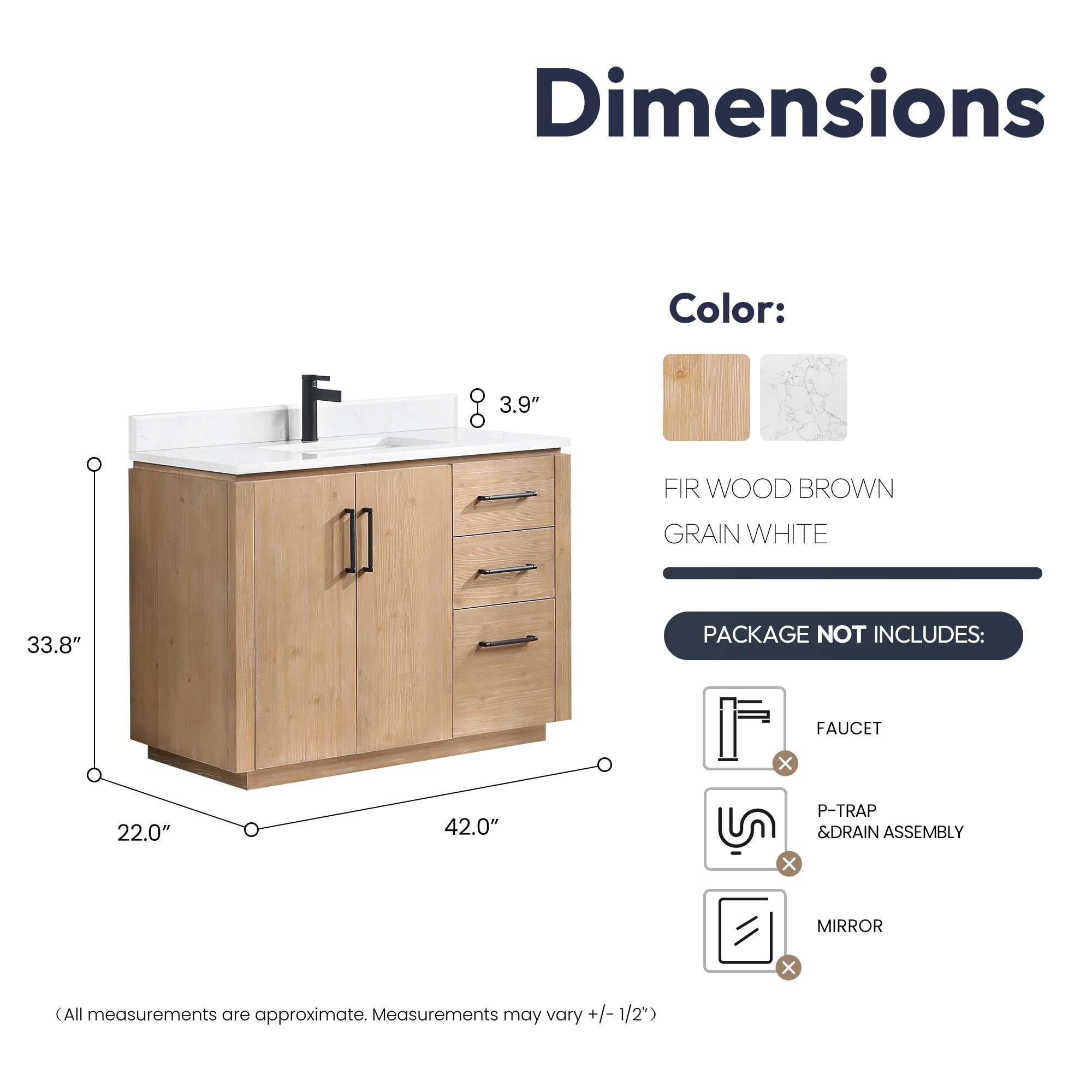 Meuble-lavabo simple San avec dessus en pierre composite sans miroir