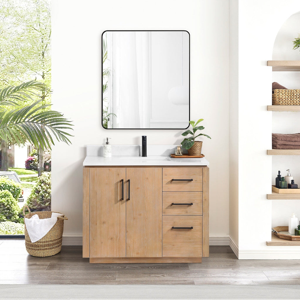 Meuble-lavabo simple San avec dessus en pierre composite sans miroir