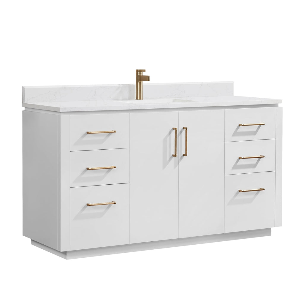 Meuble-lavabo simple San avec dessus en pierre composite sans miroir