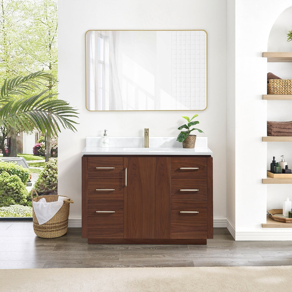 Meuble-lavabo simple San avec dessus en pierre composite sans miroir