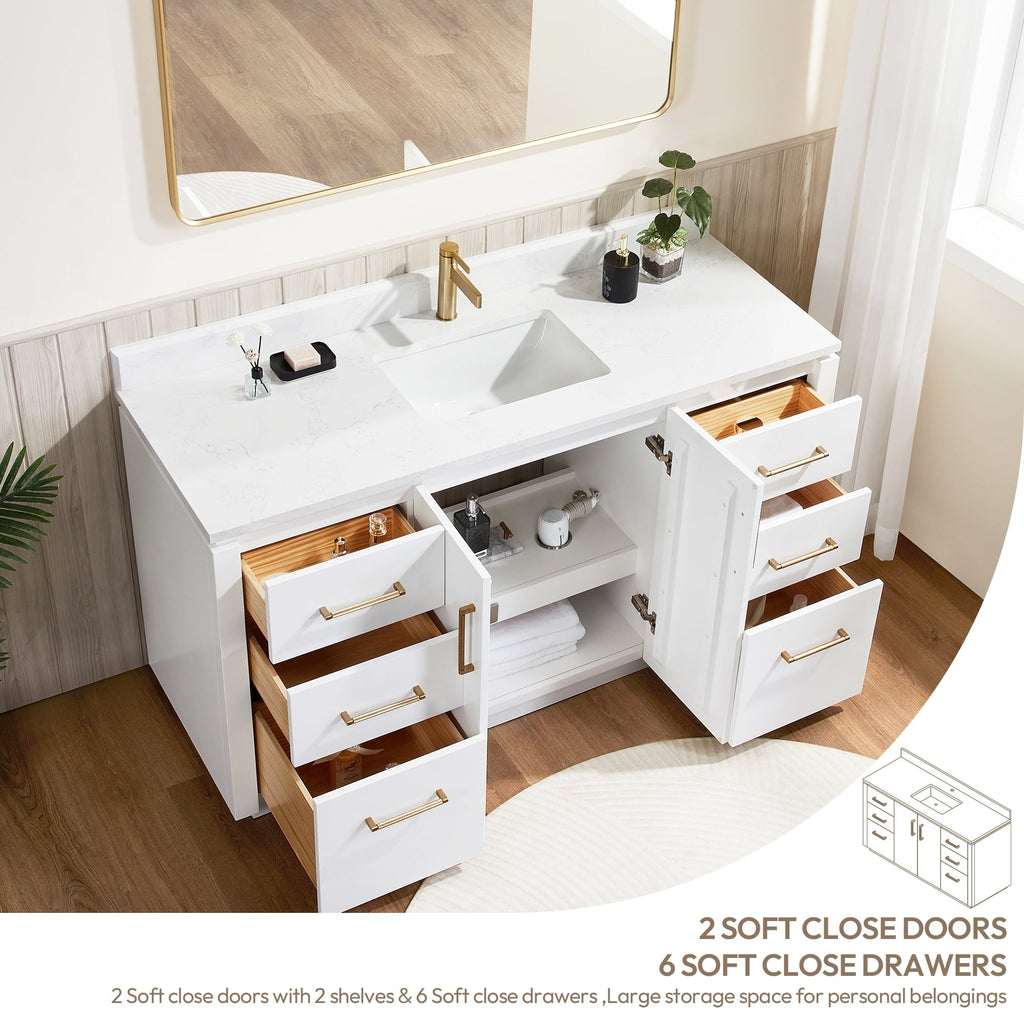 Meuble-lavabo simple San avec dessus en pierre composite sans miroir