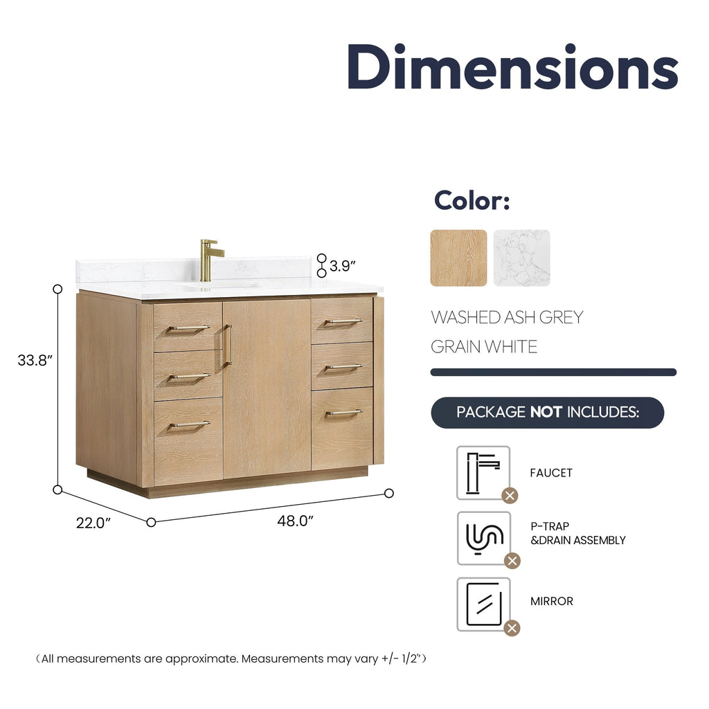 Meuble-lavabo simple San avec dessus en pierre composite sans miroir