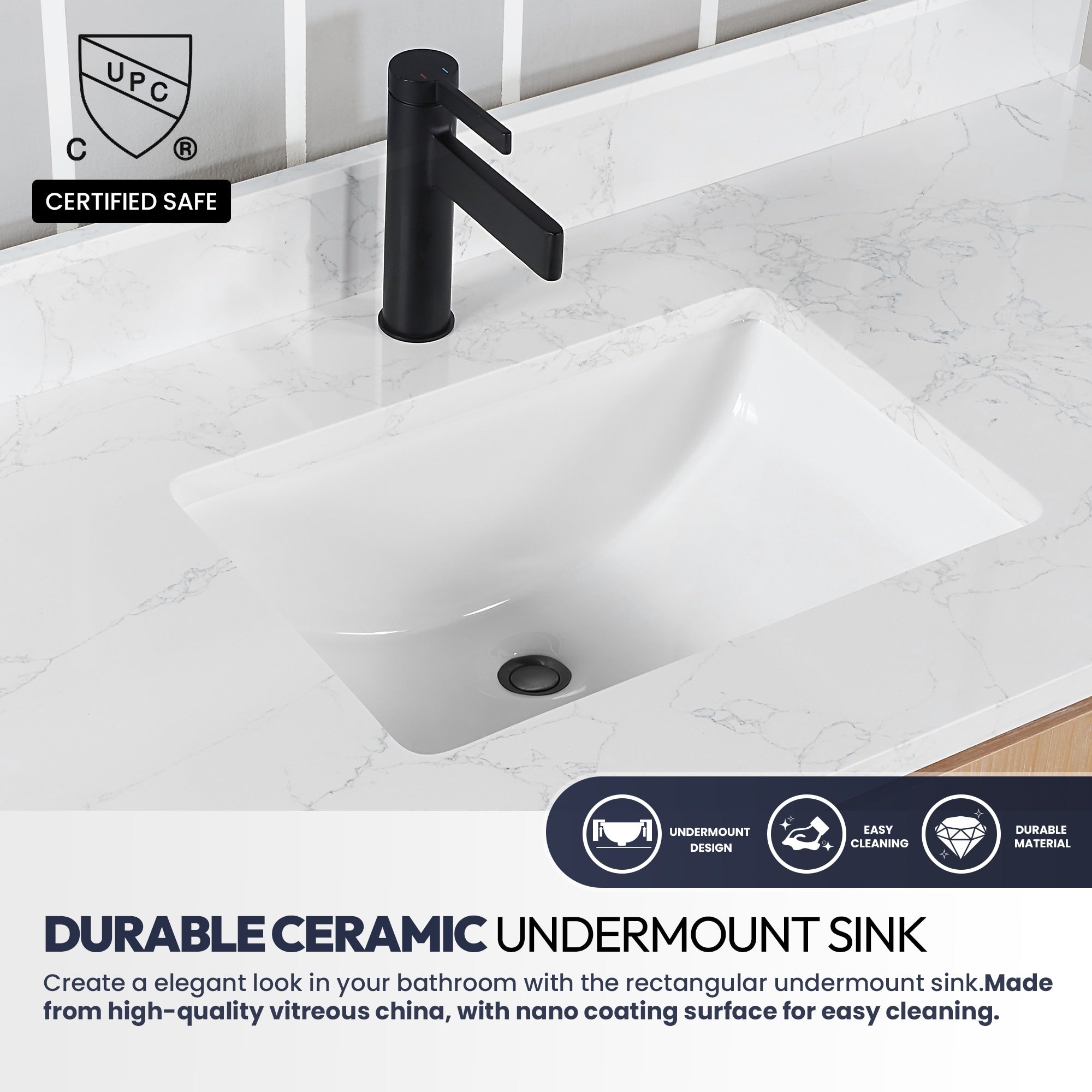 Meuble-lavabo simple San avec dessus en pierre composite sans miroir