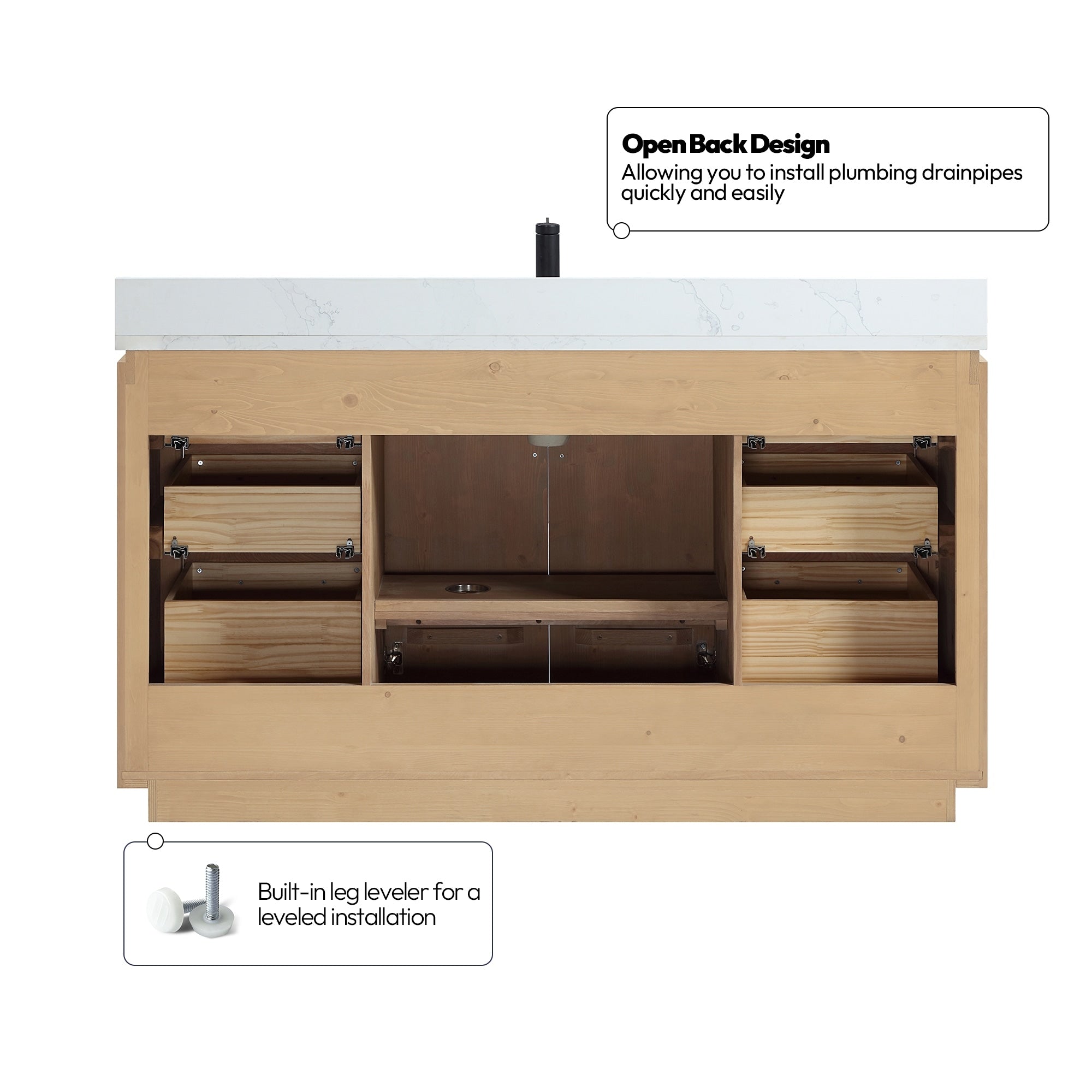 Meuble-lavabo simple San avec dessus en pierre composite sans miroir