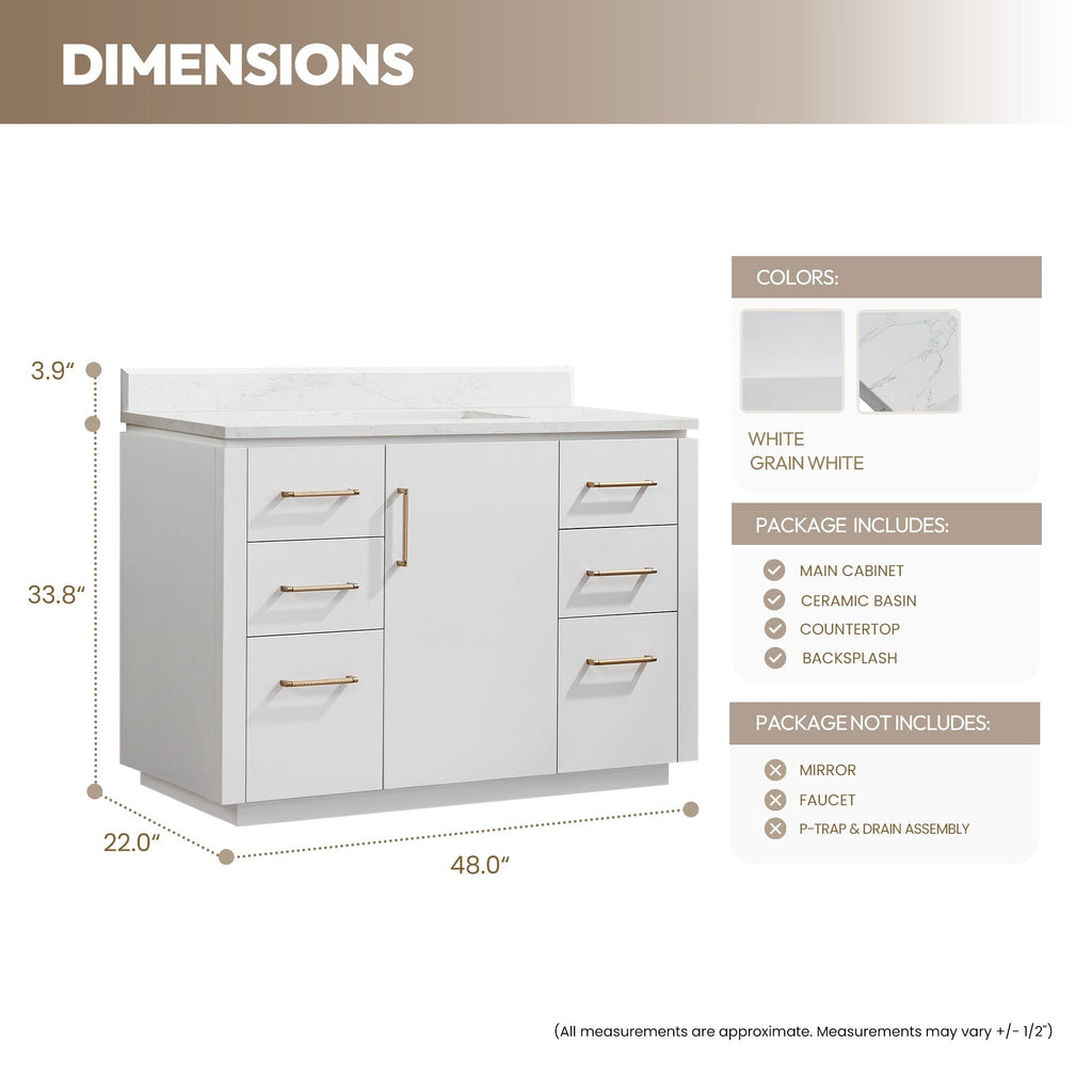 Meuble-lavabo simple San avec dessus en pierre composite sans miroir