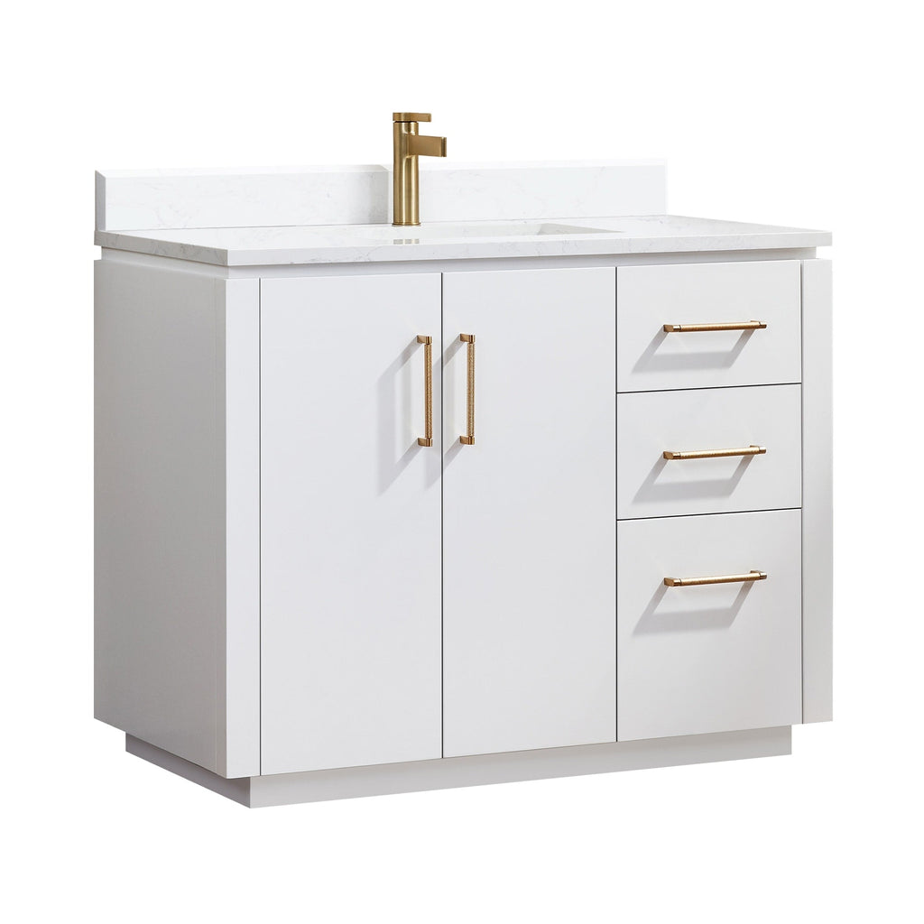 Meuble-lavabo simple San avec dessus en pierre composite sans miroir