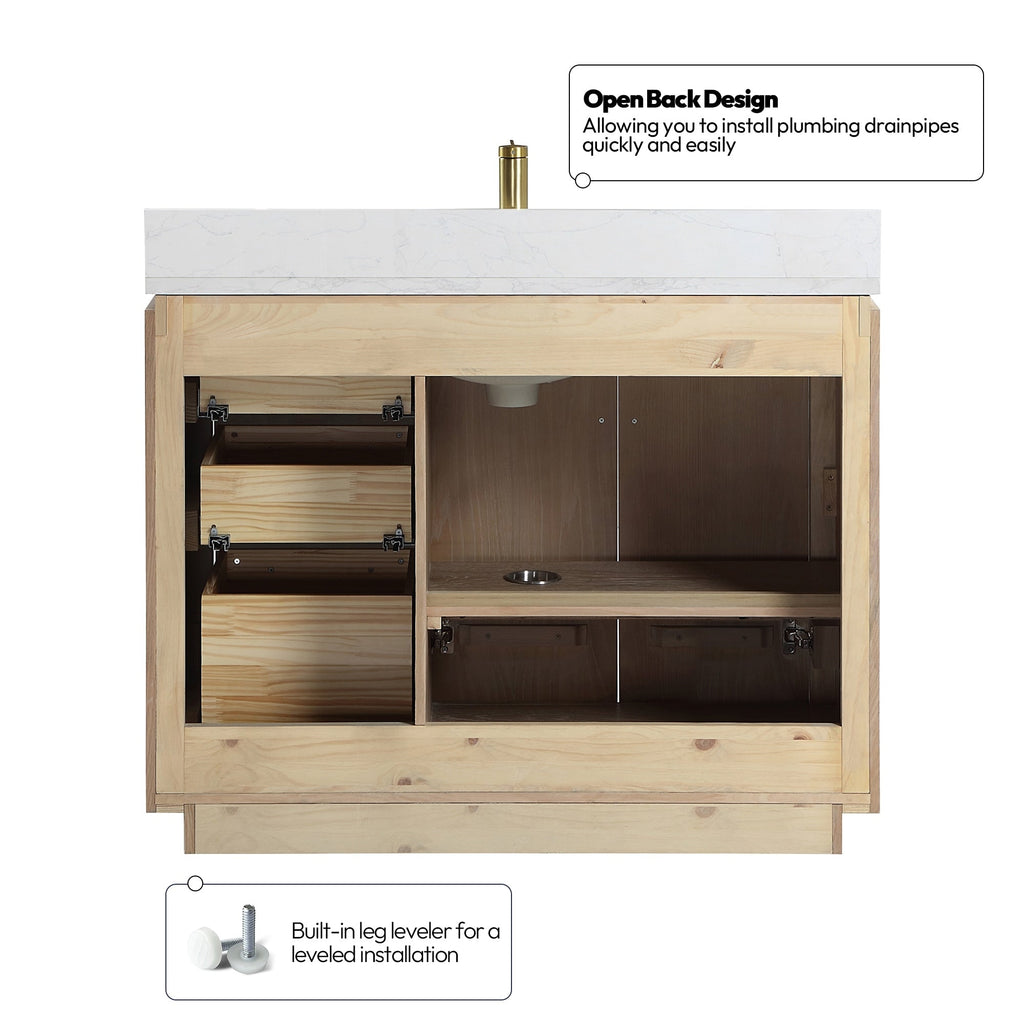 Meuble-lavabo simple San avec dessus en pierre composite sans miroir