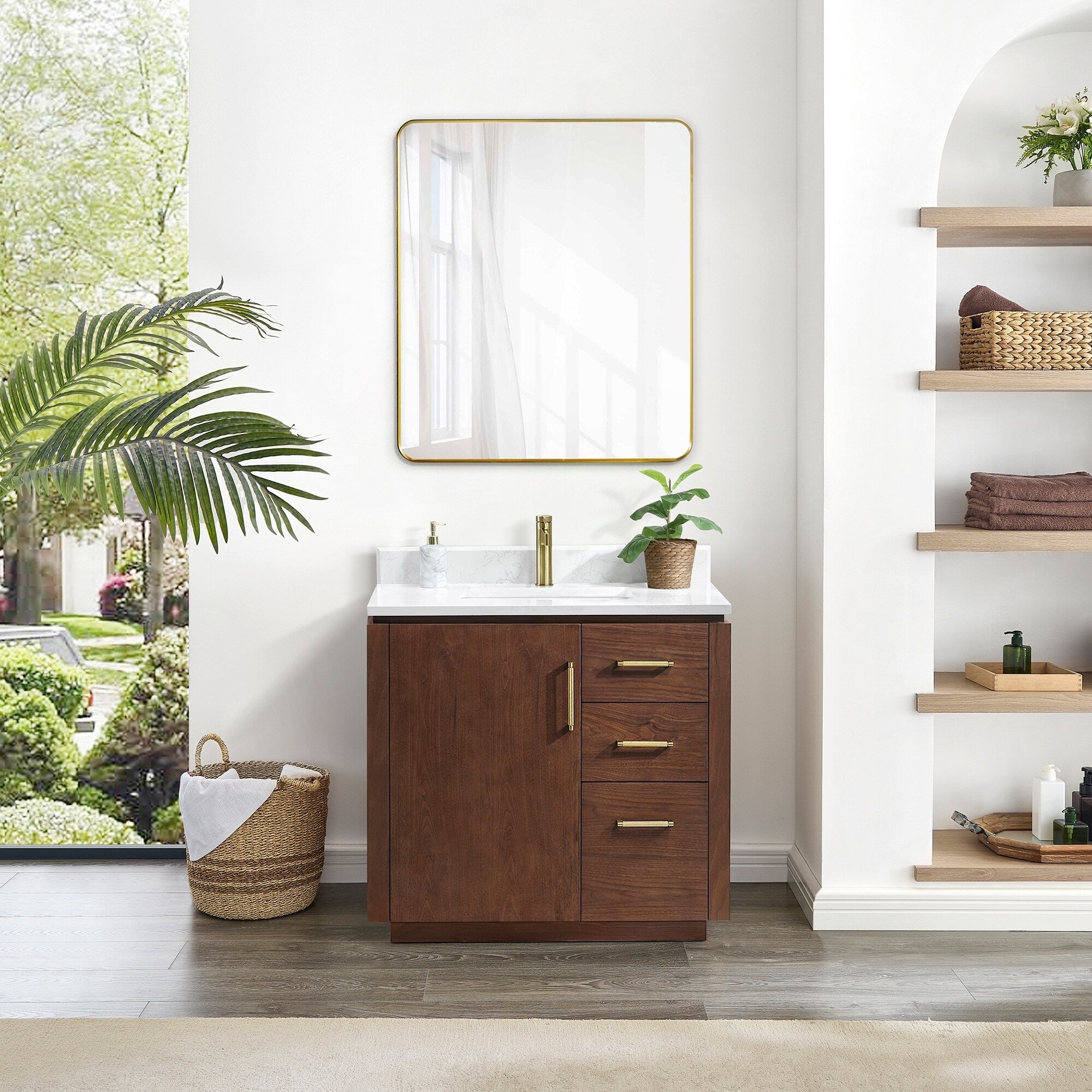 Meuble-lavabo simple San avec dessus en pierre composite sans miroir