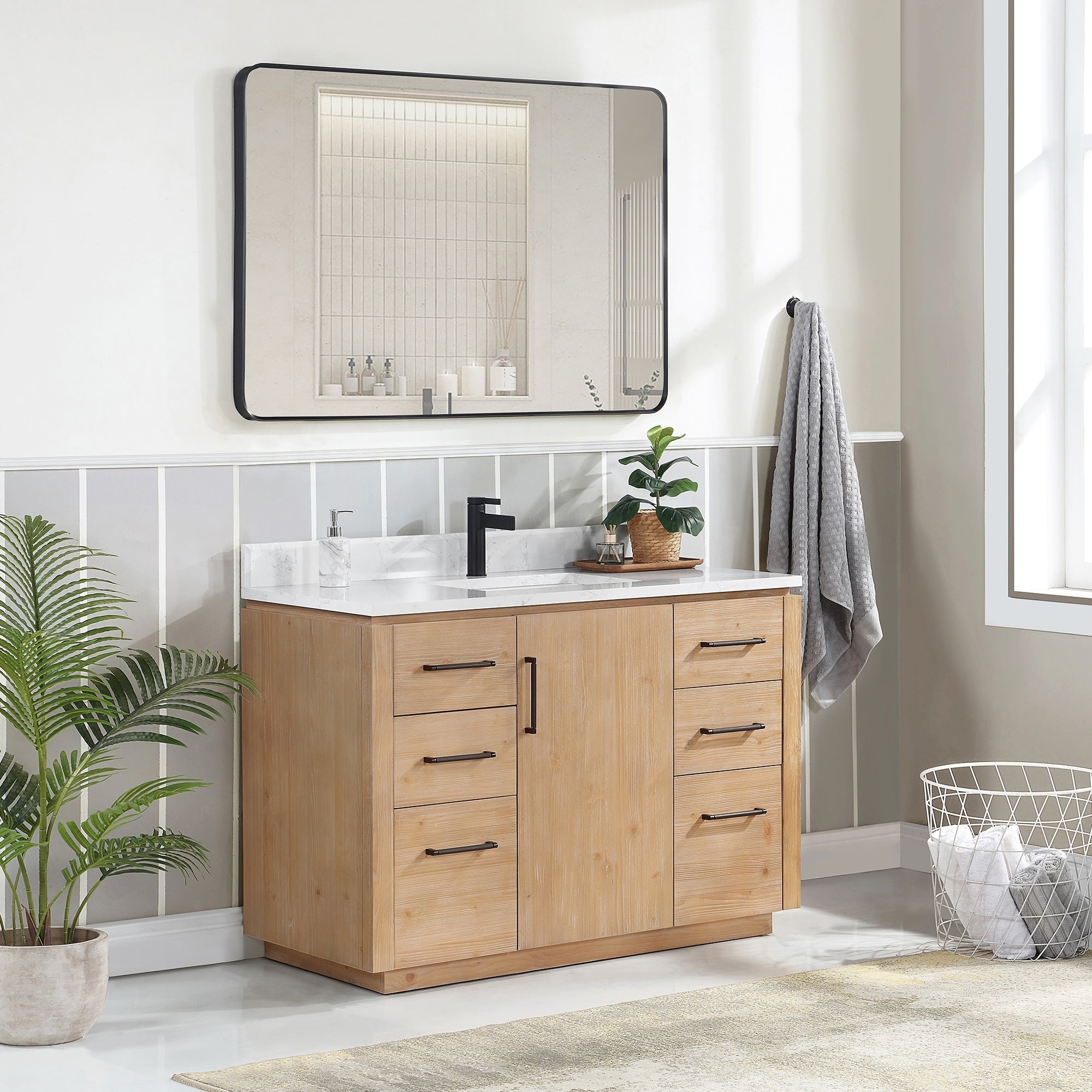 Meuble-lavabo simple San avec dessus en pierre composite sans miroir