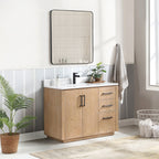 Meuble-lavabo simple San avec dessus en pierre composite sans miroir