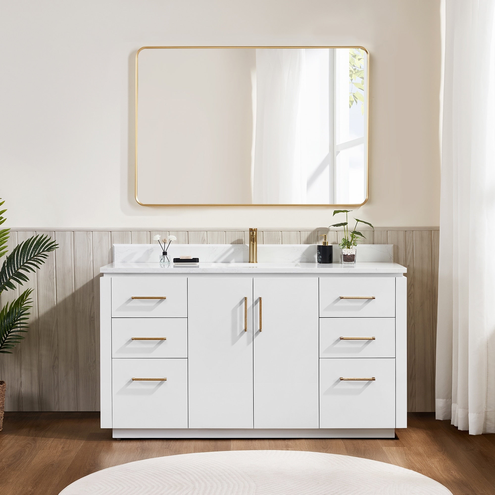 Meuble-lavabo simple San avec dessus en pierre composite sans miroir