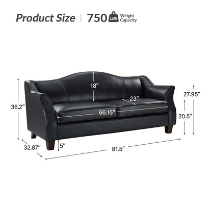 Canapé classique Sandra 81,5 en cuir véritable avec pieds en bois massif par HULALA HOME