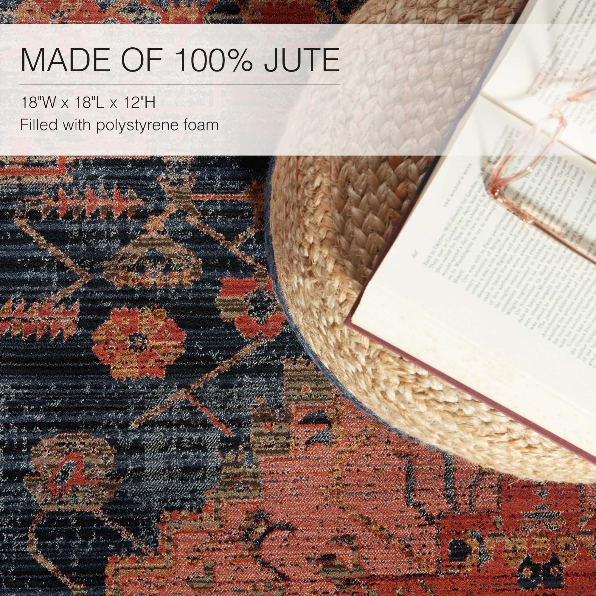 Pouf rond en jute Saba de Juniper Home