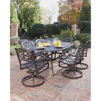 Ensemble de salle à manger d'extérieur Sanibel en fonte d'aluminium, 7 pièces, avec table ovale et 6 chaises pivotantes, par Homestyles