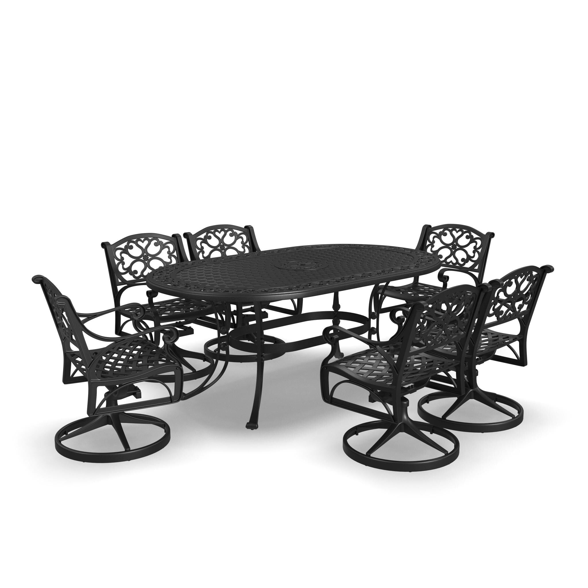 Ensemble de salle à manger d'extérieur 7 pièces en aluminium noir Sanibel par Homestyles - 72 x 29 x 42