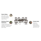 Ensemble de salle à manger d'extérieur Sanibel en fonte d'aluminium, 7 pièces, avec table ovale et 6 chaises pivotantes, par Homestyles