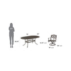 Ensemble de salle à manger d'extérieur Sanibel en fonte d'aluminium, 7 pièces, avec table ovale et 6 chaises pivotantes, par Homestyles