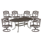 Ensemble de salle à manger d'extérieur Sanibel en fonte d'aluminium, 7 pièces, avec table ovale et 6 chaises pivotantes, par Homestyles