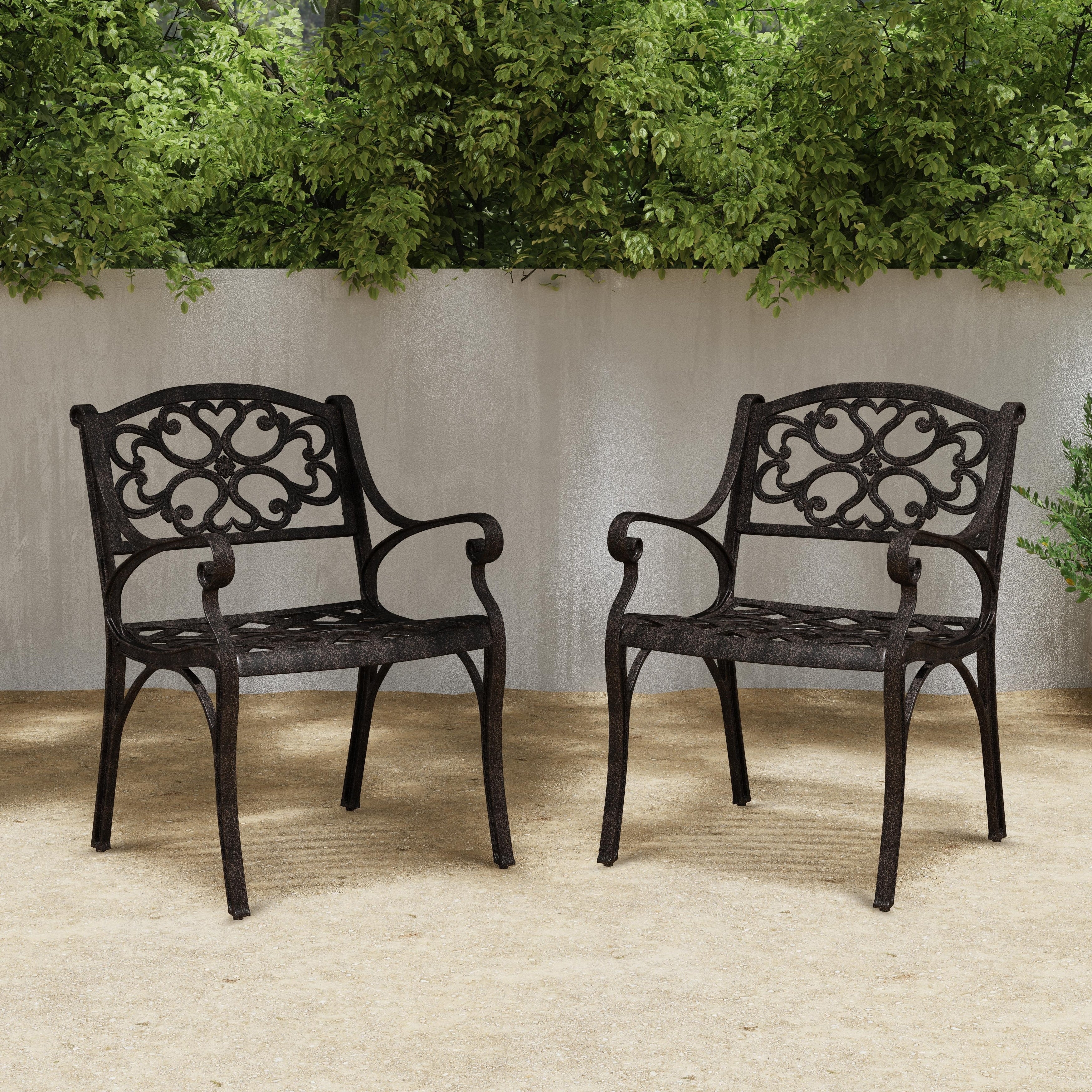 Ensemble de salle à manger d'extérieur en aluminium bronze Sanibel 7 pièces avec table à manger ovale de 72 pouces et six fauteuils par Homestyles