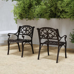 Ensemble de salle à manger d'extérieur en aluminium bronze Sanibel 7 pièces avec table à manger ovale de 72 pouces et six fauteuils par Homestyles