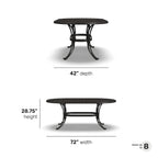 Ensemble de salle à manger d'extérieur en aluminium bronze Sanibel 7 pièces avec table à manger ovale de 72 pouces et six fauteuils par Homestyles