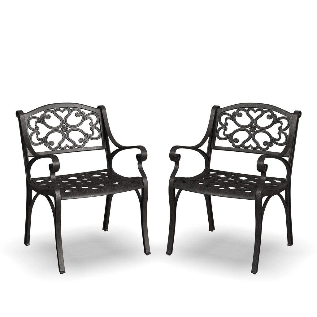 Ensemble de salle à manger d'extérieur en aluminium bronze Sanibel 7 pièces avec table à manger ovale de 72 pouces et six fauteuils par Homestyles
