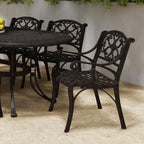 Ensemble de salle à manger d'extérieur en aluminium bronze Sanibel 7 pièces avec table à manger ovale de 72 pouces et six fauteuils par Homestyles