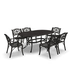 Ensemble de salle à manger d'extérieur en aluminium bronze Sanibel 7 pièces avec table à manger ovale de 72 pouces et six fauteuils par Homestyles