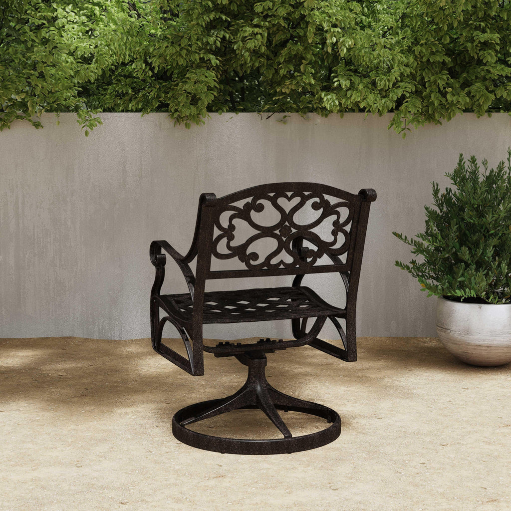 Ensemble de salle à manger d'extérieur Sanibel en fonte d'aluminium, 7 pièces, avec table ovale et 6 chaises pivotantes, par Homestyles