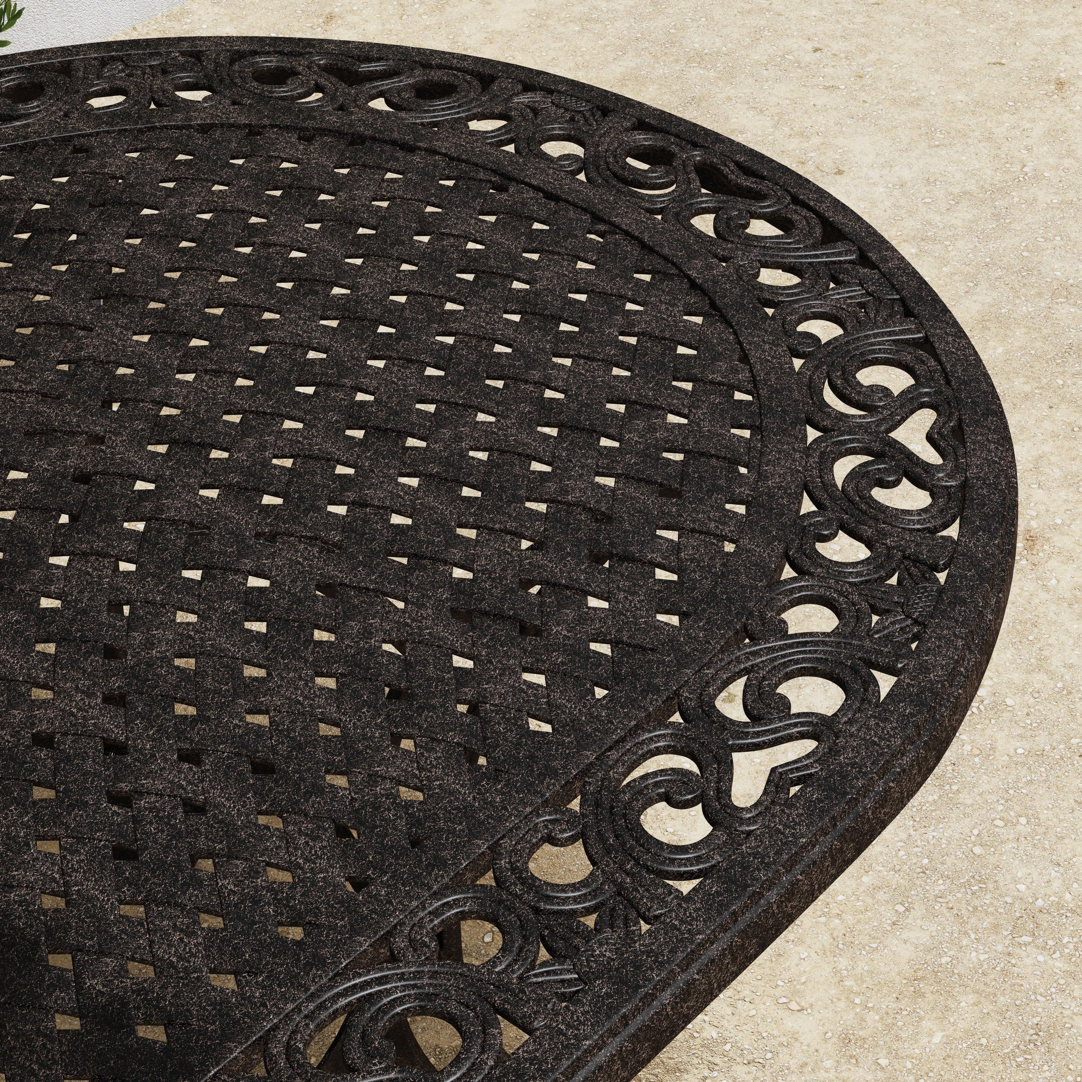 Ensemble de salle à manger d'extérieur Sanibel en fonte d'aluminium, 7 pièces, avec table ovale et 6 chaises pivotantes, par Homestyles
