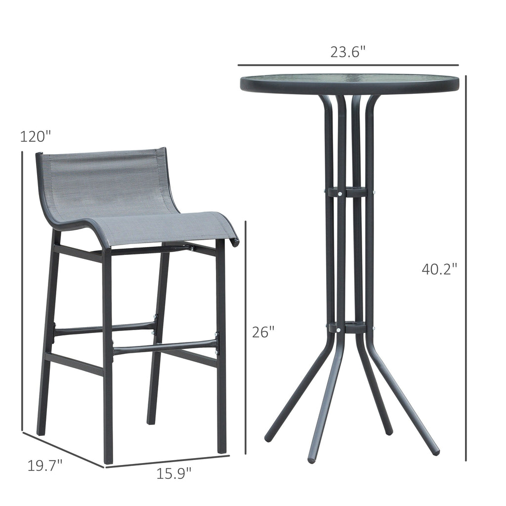 Ensemble de 3 tables et chaises de bistrot pour patio extérieur Santa Barbra par Havenside Home
