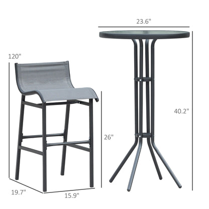 Ensemble de 3 tables et chaises de bistrot pour patio extérieur Santa Barbra par Havenside Home