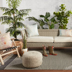 Jaipur Living Saba Solar Round Indoor/Outdoor Polyester Pouf Ottoman/Foot Stool - 18X18X12