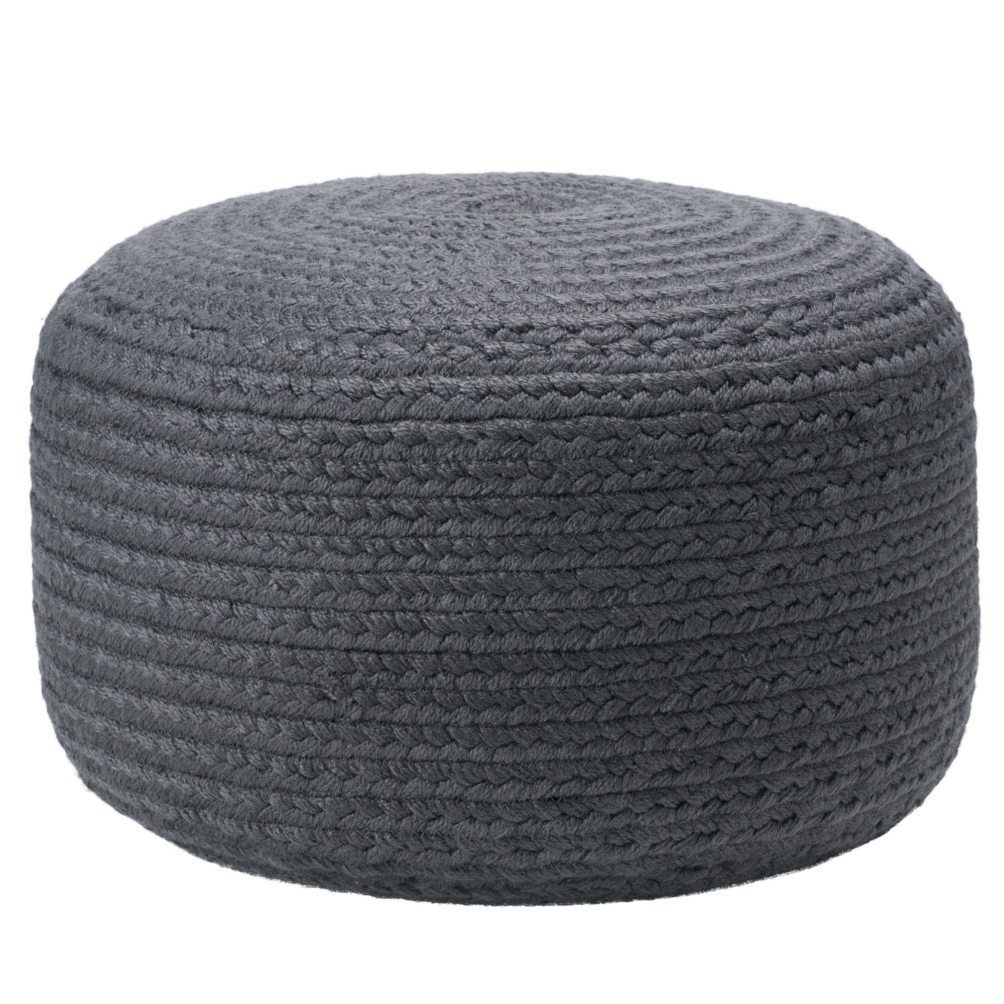 Jaipur Living Saba Solar Round Indoor/Outdoor Polyester Pouf Ottoman/Foot Stool - 18X18X12