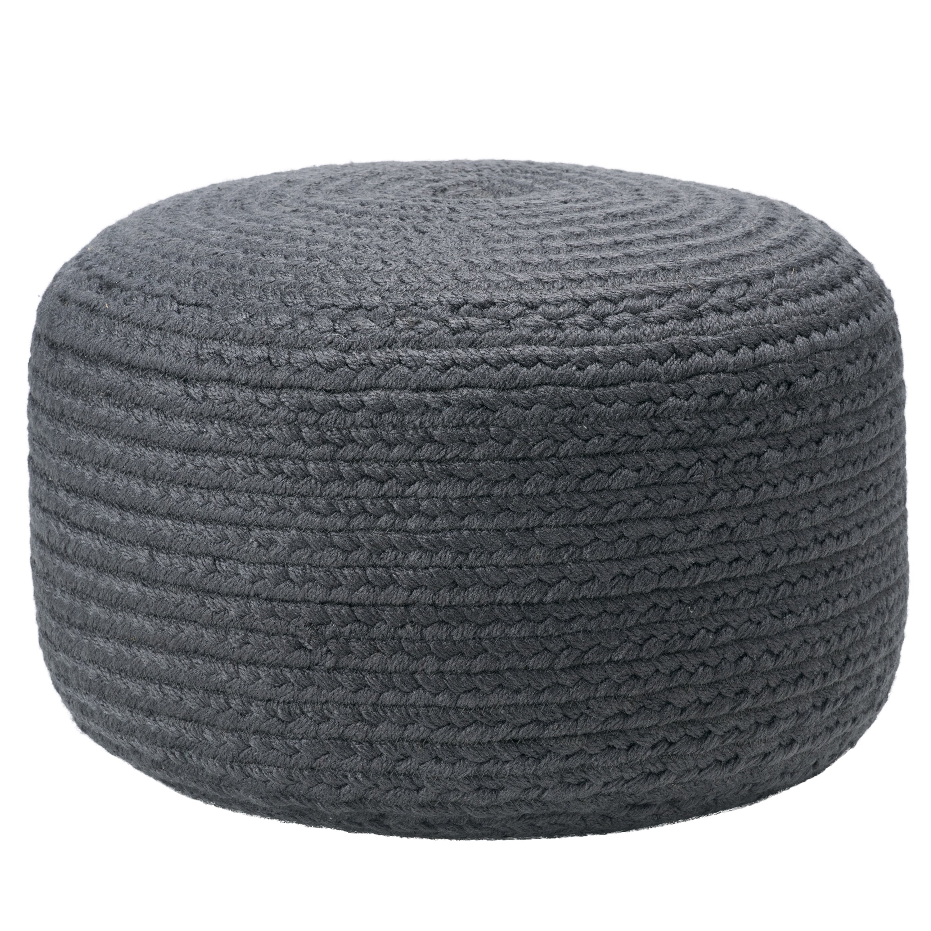 Pouf rond en polyester Saba Solar de Jaipur Living, pour intérieur/extérieur, 45 x 45 x 30 cm