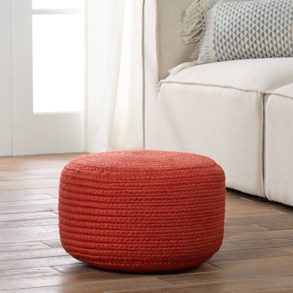 Jaipur Living Saba Solar Round Indoor/Outdoor Polyester Pouf Ottoman/Foot Stool - 18X18X12