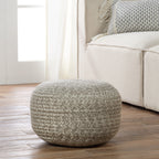 Jaipur Living Saba Solar Round Indoor/Outdoor Polyester Pouf Ottoman/Foot Stool - 18X18X12